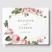 Roze  Roos bruiloft Gastenboek (Voorkant)