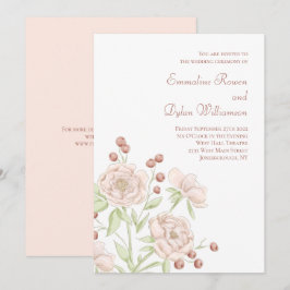 Roze Roos Bruiloft Modern Kaart
