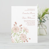 Roze Roos Bruiloft Modern Kaart (Staand voorkant)