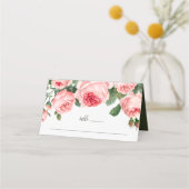 Roze Roos bruiloft Plaatskaartje (Voorkant)