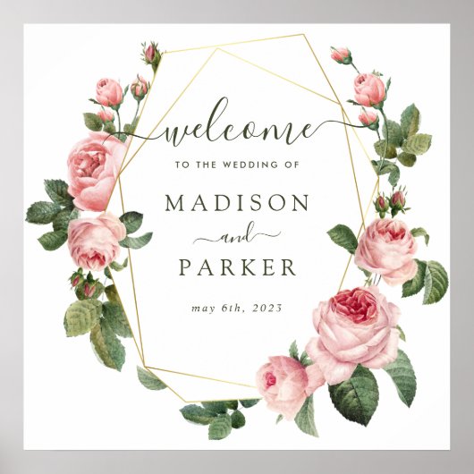 Roze  Roos bruiloft Poster (Voorkant)