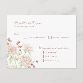 Roze Roos Bruiloft RSVP Modern Antwoordkaart Feestdagenkaart