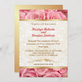 Roze Roos - bruiloft uitnodiging (Voorkant / Achterkant)