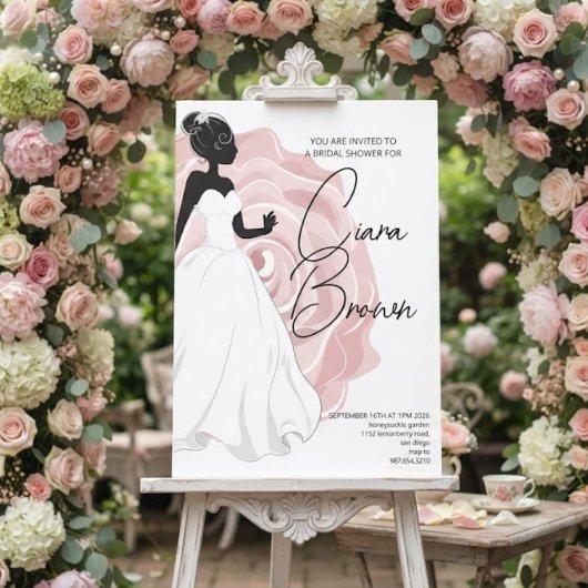 Roze Roos Bruiloft Uitnodiging
