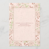 Roze Roos Bruiloft Vintage Kaart (Achterkant)