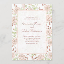 Roze Roos Bruiloft Vintage Kaart