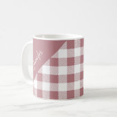 Roze Roos Buffalo Pset Check Patroonnaam Koffiemok (Voorkant links)