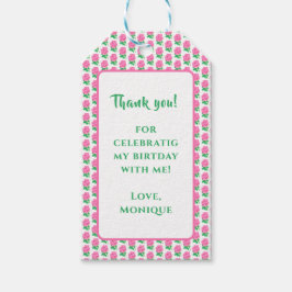 Roze Roos Cadeaubijslage Cadeaulabel