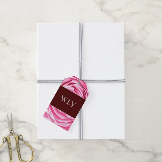 Roze roos cadeaukaart cadeaulabel (Met Touw)