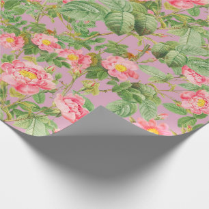 Roze Roos Cadeaupapier in Stof Lilac