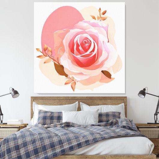 Roze Roos Canvas Afdruk (Insitu (Slaapkamer))