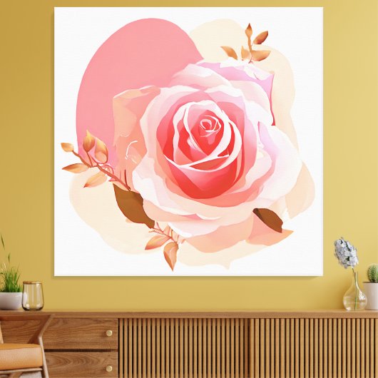 Roze Roos Canvas Afdruk (Insitu (Woonkamer))