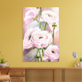 Roze Roos Canvas Print - Schilderij (Insitu (Woonkamer))