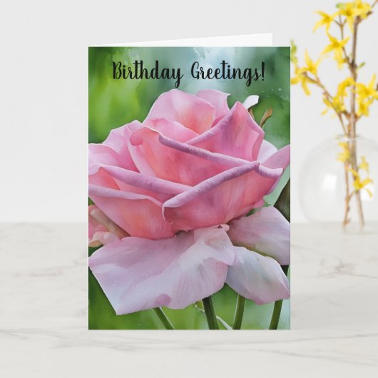 Roze Roos Close-up Tuin Kunst Verjaardag Kaart (Gele Bloem)