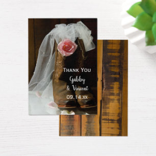 Roze Roos Cowboy Boots Weddenschap Labels Visitekaartje