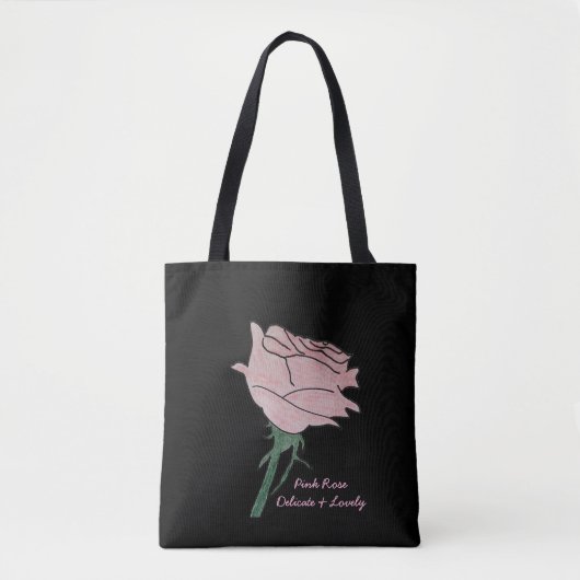 Roze roos - delicaat en heerlijk zwart tote bag (Voorkant)