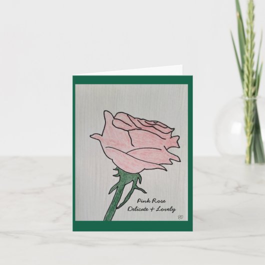 Roze Roos - Delicate en mooie blanco Wenskaart Bedankkaart (Voorkant)