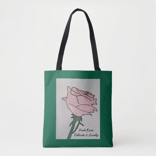 Roze roos - Delicate en mooie Hunter Green Tote Bag (Voorkant)