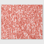 Roze roos donker koraal glanzend glitter schittert cadeaupapier (Vlak)