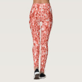 Roze roos donker koraal glanzend glitter schittert leggings (Achterkant)