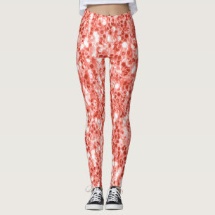 Roze roos donker koraal glanzend glitter schittert leggings