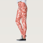 Roze roos donker koraal glanzend glitter schittert leggings (Links)