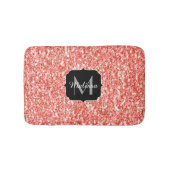Roze roos donker koraal glitter fonkelt Monogram Badmat (Voorkant)