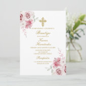 Roze roos Doop Spaans Kaart (Staand voorkant)