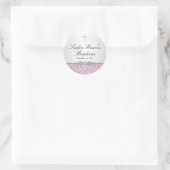 Roze Roos & Doopkruissticker Ronde Sticker (Tas)