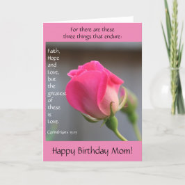 Roze roos een vers over liefde, moederdag kaart