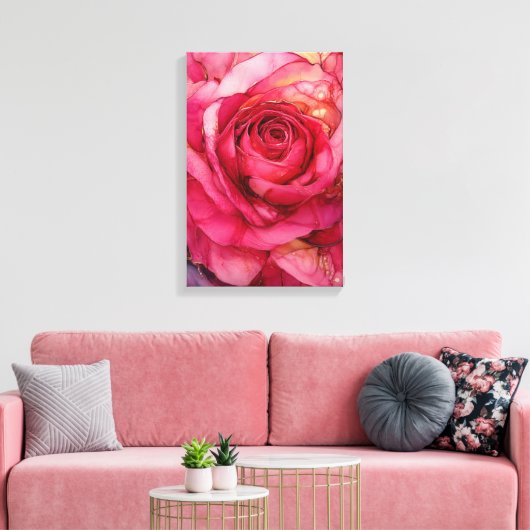 Roze roos elegante bloem canvas afdruk (Insitu (Woonkamer))