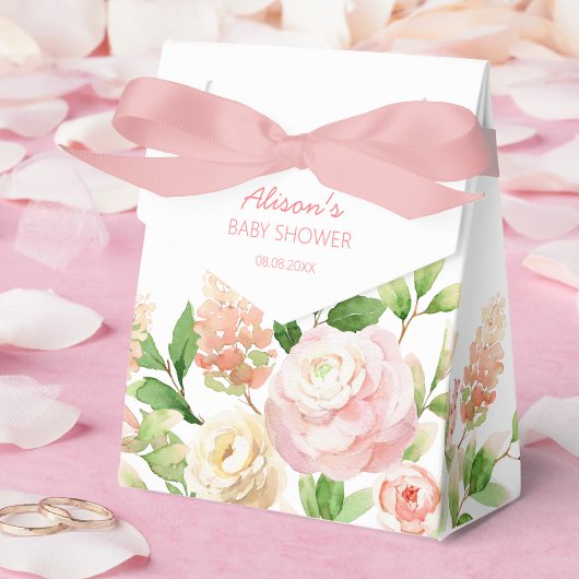 Roze Roos Elegante Bloem Meisje Baby Shower Bedankdoosjes
