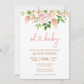 Roze Roos Elegante Bloem Meisje Baby Shower Kaart (Voorkant)