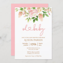 Roze Roos Elegante Bloem Meisje Baby Shower