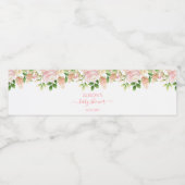 Roze Roos Elegante Bloem Meisje Baby Shower Waterfles Etiket (Enkel label)