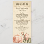 Roze  roos elegante bruiloft menu kaarten (Voorkant)
