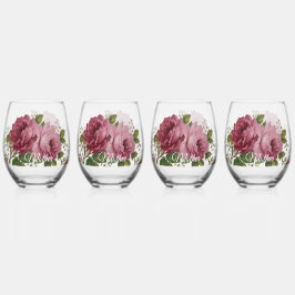 Roze Roos Elegantie Drinkservies Set Wijnglas Zonder Voet