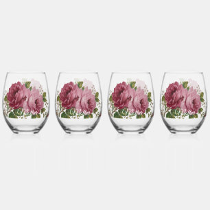 Roze Roos Elegantie Drinkservies Set Wijnglas Zonder Voet