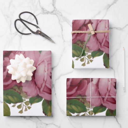 Roze Roos Elegantie Inpakpapier Vel (Voorkant)