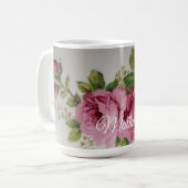 Roze Roos Elegantie Koffiemok (Voorkant links)