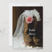 Roze Roos en Cowboy Boots Vrijgezellenfeest Kaart (Voorkant)