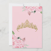 Roze Roos en Decoratief Goud Elegant Quinceanera Kaart (Achterkant)