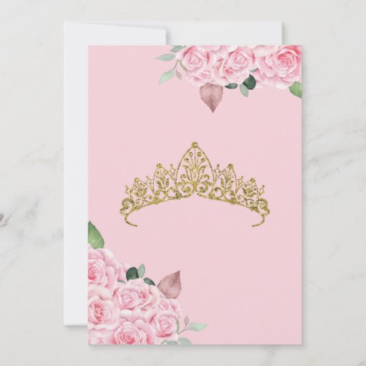 Roze Roos en Decoratief Goud Elegant Quinceanera Kaart (Achterkant)