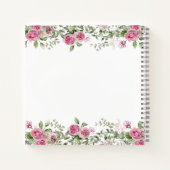 Roze Roos en Goud Bloemen Bevestiging Gastenboek Notitieboek (Achterkant)