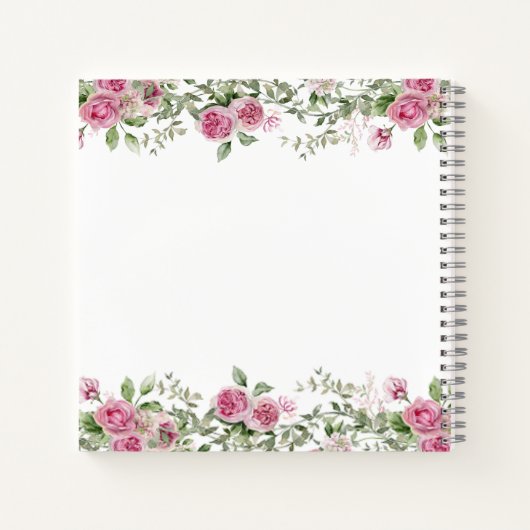 Roze Roos en Goud Bloemen Bevestiging Gastenboek Notitieboek (Achterkant)