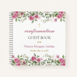 Roze Roos en Goud Bloemen Bevestiging Gastenboek Notitieboek