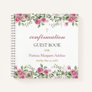 Roze Roos en Goud Bloemen Bevestiging Gastenboek Notitieboek