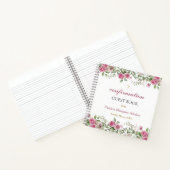 Roze Roos en Goud Bloemen Bevestiging Gastenboek Notitieboek (Binnen)