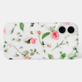 Roze roos en groene bladeren en bloemblaadjes Case-Mate iPhone case (Achterkant (horizontaal))