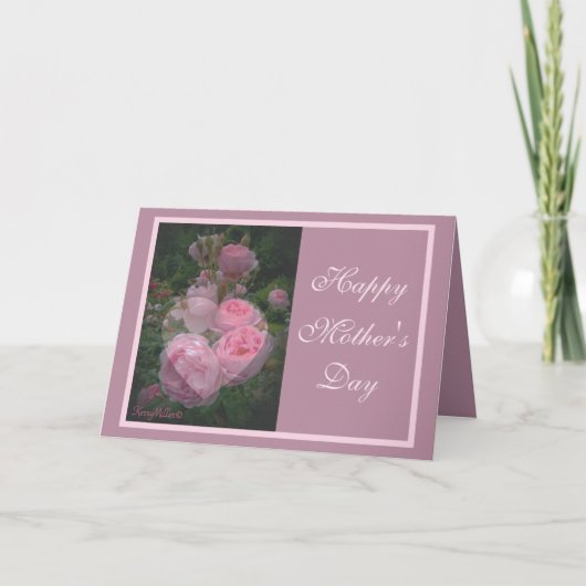 Roze Roos En Hart Moederdagkaart Kaart (Voorkant)